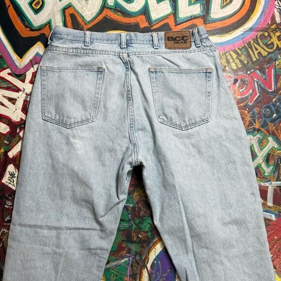 Y2K BCC Blues Distressed Light Wash Jeans - Men’s 36x30 - Camo-Lined Rips - Picture 9 of 13